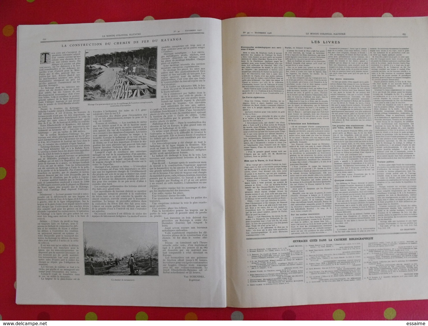 le monde colonial illustré n° 39 de 1926. tonkin hanoi oubangui-chari saint-pierre miquelon réunion dakar indochine