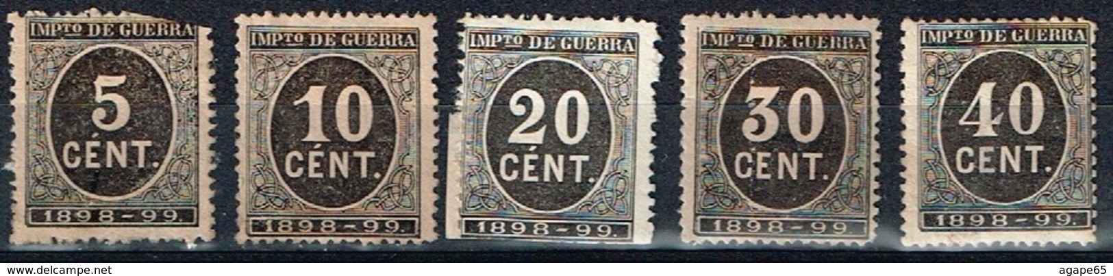 Impuesto De Guerra 1898-99, 5,10,20,30 Y 40 Cts - Impuestos De Guerra