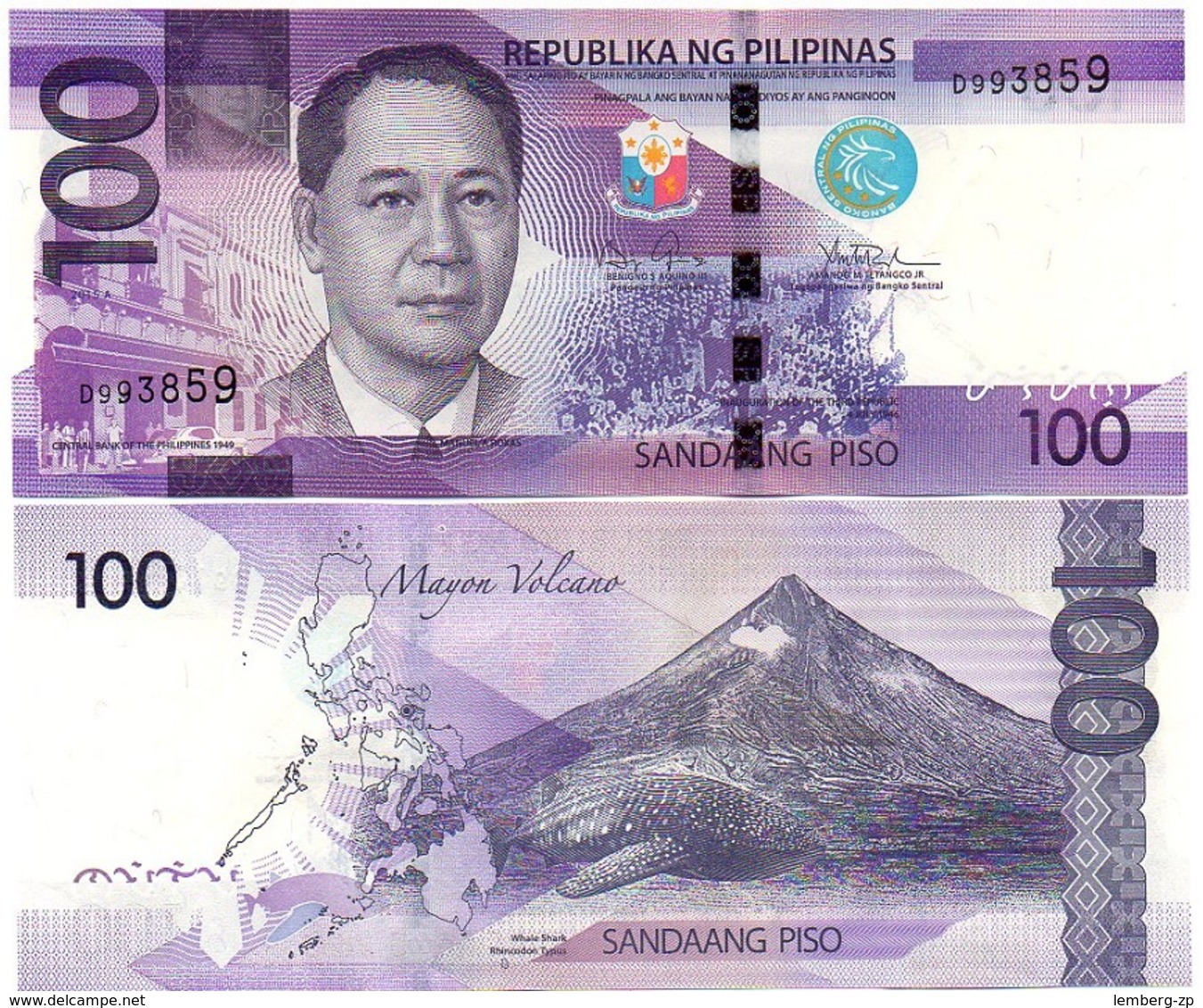 Philippines - 100 Piso 2015 - A XF Lemberg-Zp - Philippines