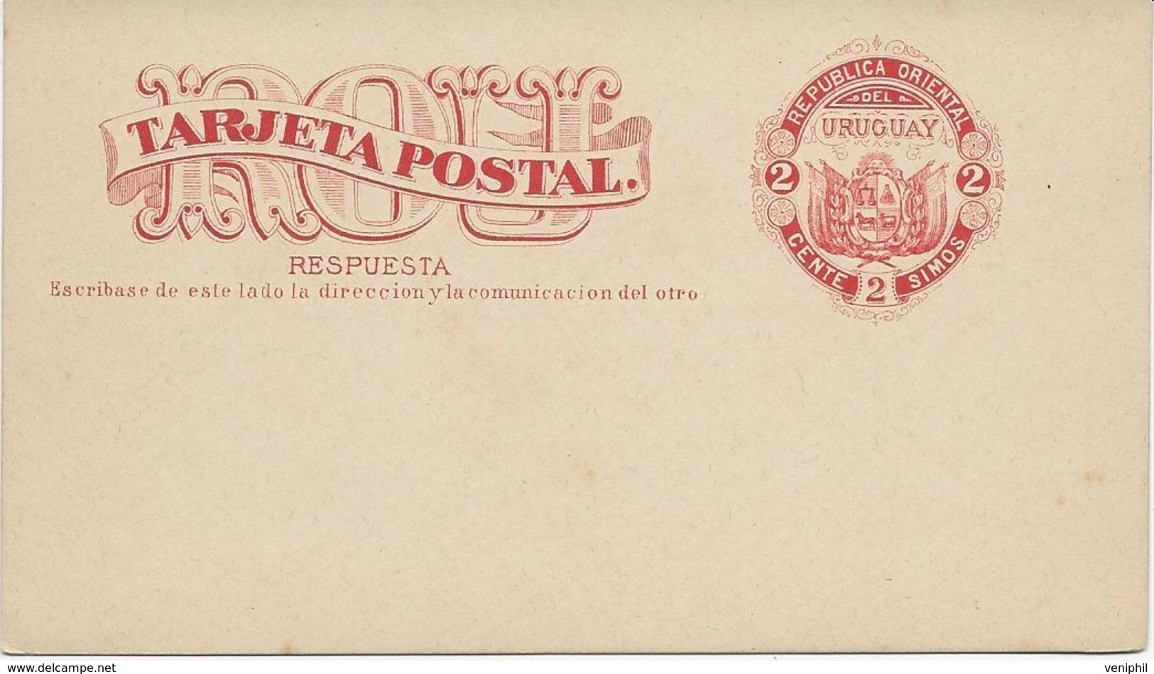 URUGUAY - ENTIER POSTAL NEUF DES ANNEES 1880- TB - Uruguay