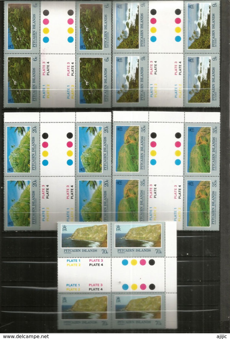 Paysages De L'île Pitcairn , 24 Timbres  Neufs **  Blocs De 4 Avec Bridge Central, Se-tenant - Pitcairn