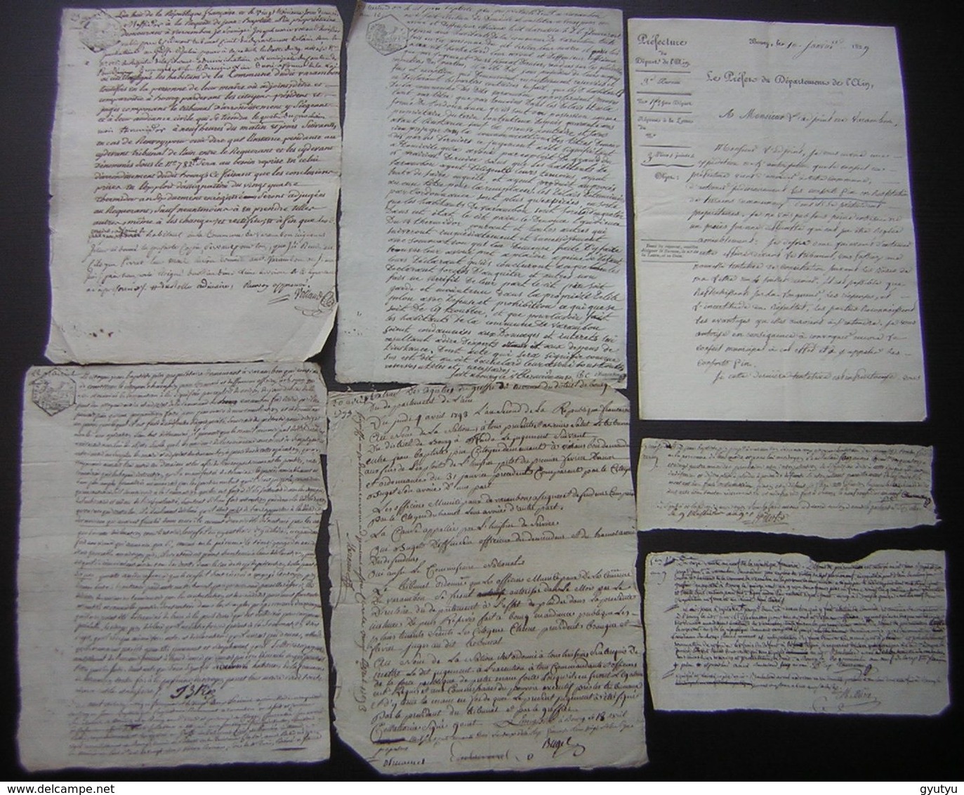 Varambon (Ain) Lot De 7 Documents Concernant L'affaire Jean Baptiste Pin Qui A Duré Plusieurs Années :différentes Dates - Manuscrits