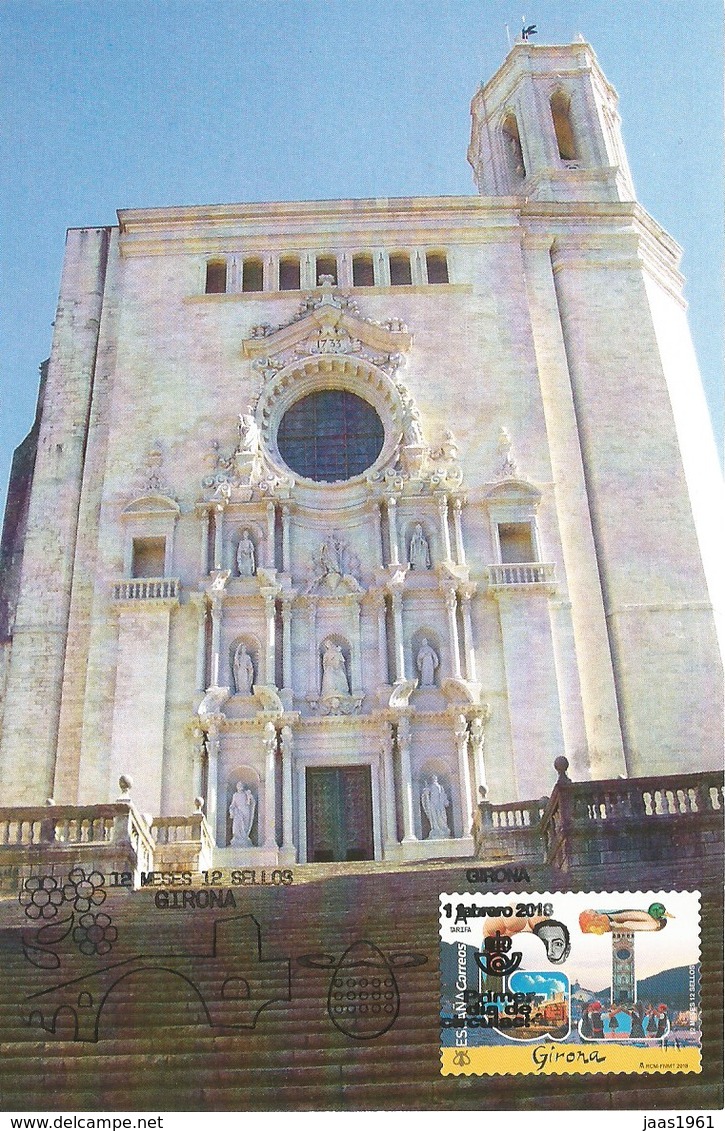 SPAIN. MAXICARD FIRST DAY. GIRONA CATHEDRAL. 2018 - Tarjetas Máxima