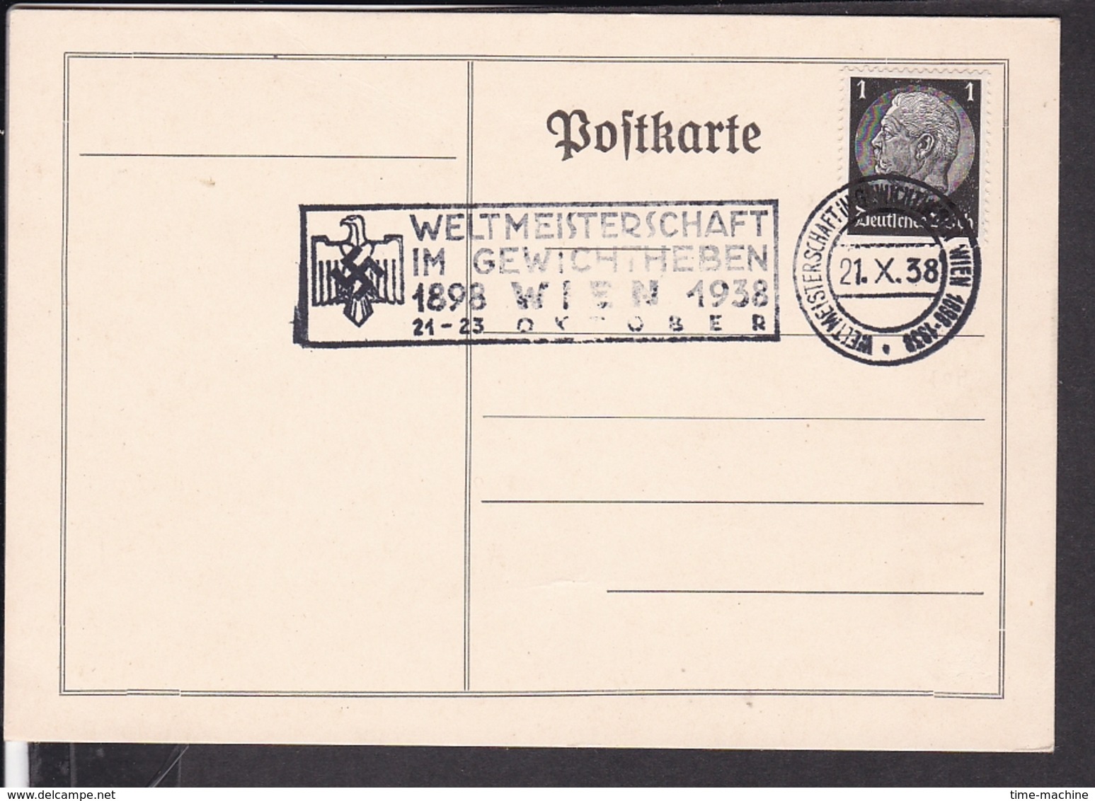 Sonderstempel  Wien " Weltmeisterschaft Im Gewichtheben " 1938 - Briefe U. Dokumente