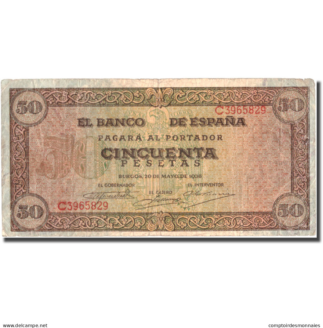 Billet, Espagne, 50 Pesetas, 1938, 1938-05-20, KM:112a, TB+ - 50 Pesetas