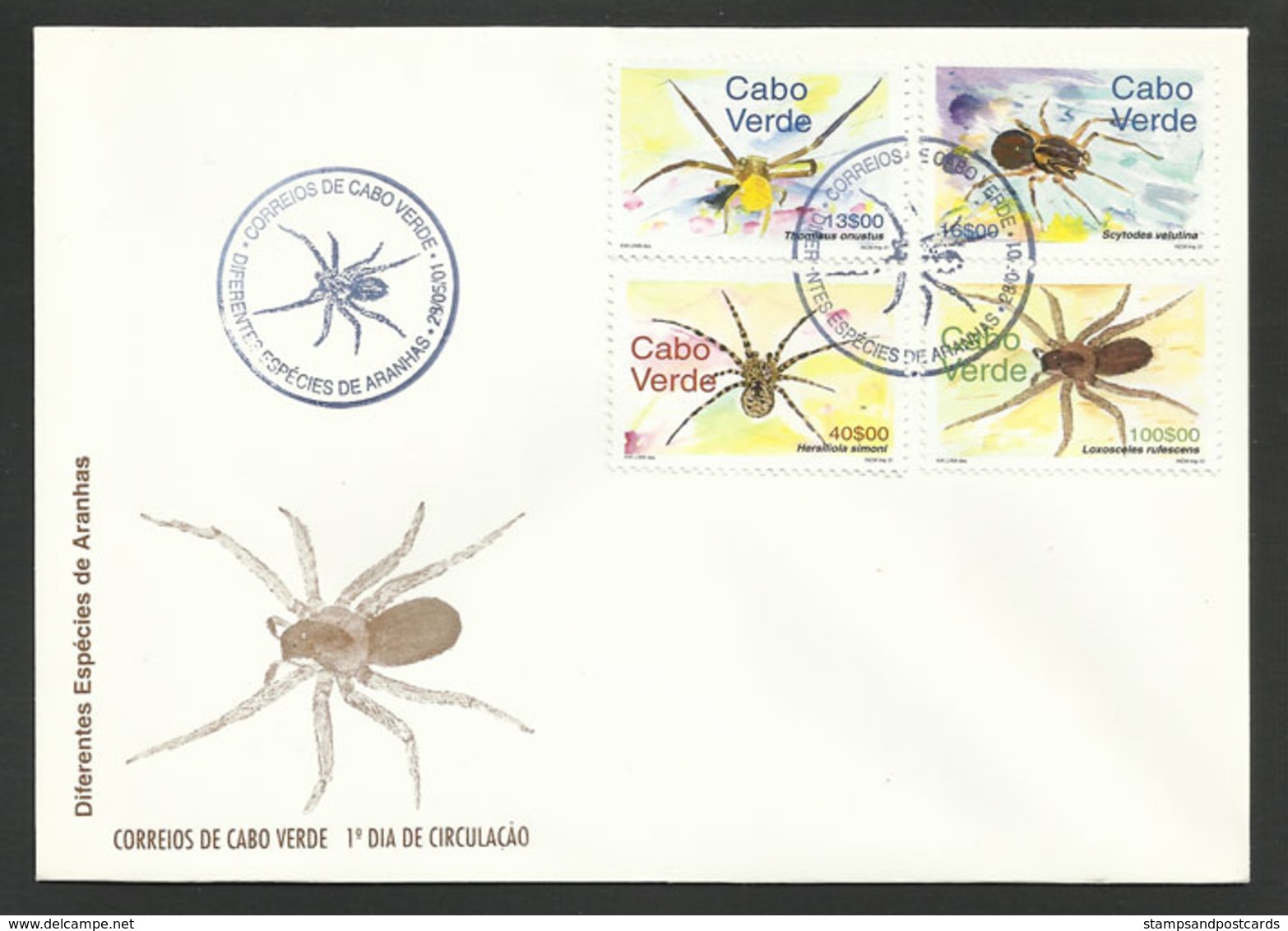 Cabo Verde Cap Vert Araignées FDC 2001 Cape Verde Spiders FDC - Cap Vert