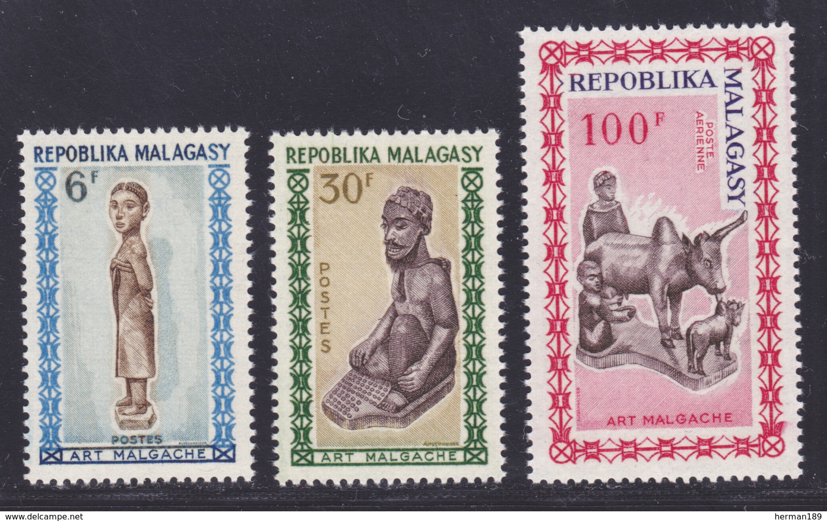 MADAGASCAR N°   397 & 398, AERIENS N° 96 ** MNH Neufs Sans Charnière, TB (D7492) Art Malgache 1964 - Madagaskar (1960-...)