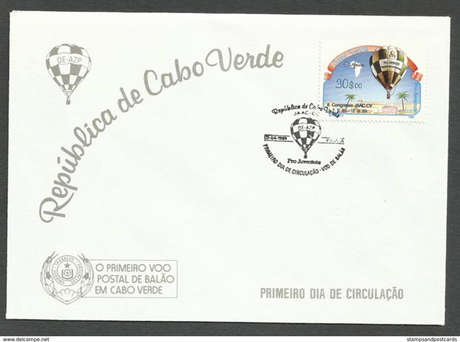 Cabo Verde Cap Vert Vol Montgolfière 1989 FDC Cape Verde Balloon Flight 1989 FDC - Cap Vert