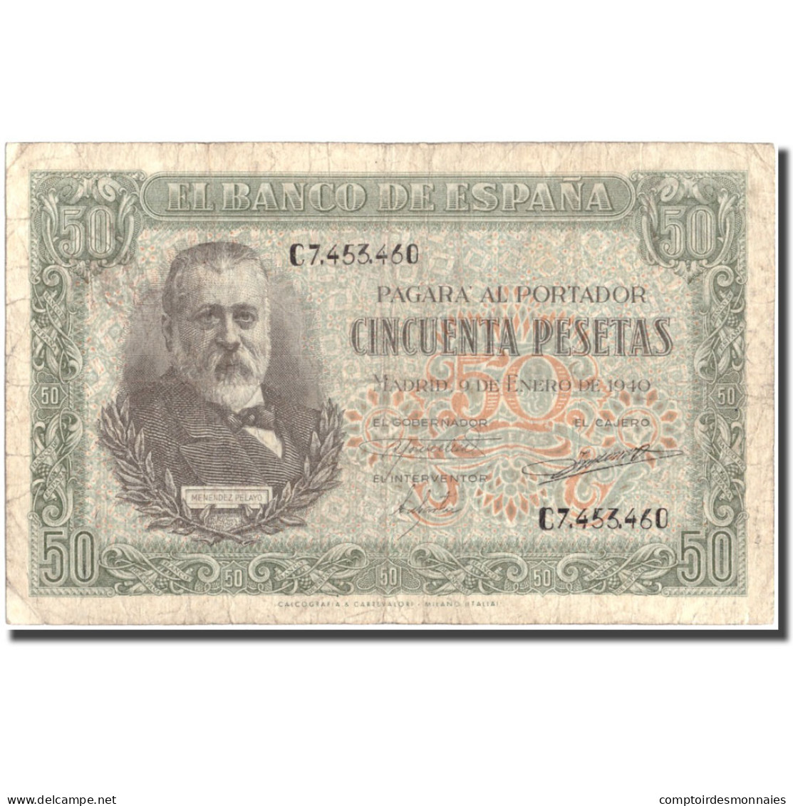 Billet, Espagne, 50 Pesetas, 1940, 1940-01-09, KM:117a, TB+ - 50 Peseten