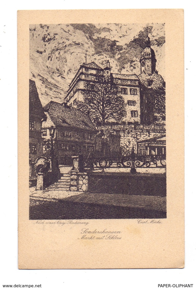 0-5400 SONDERSHAUSEN, Markt Mit Schloss, Künstler-Karte Curt Mücke, 1924 - Sondershausen