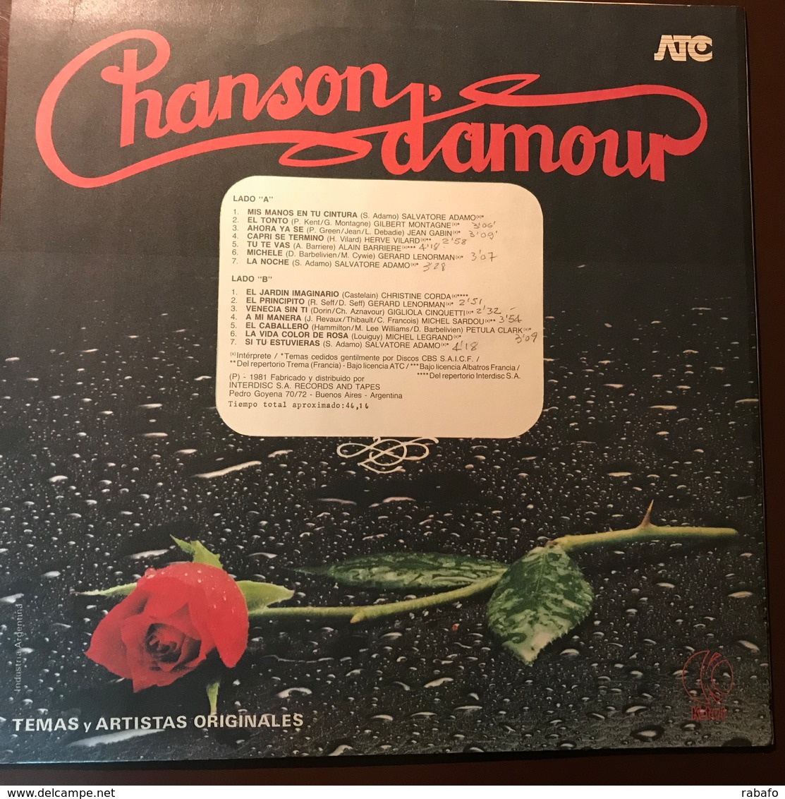 LP Argentino De Artistas Varios Chanson D'amour Año 1981 - Other - French Music