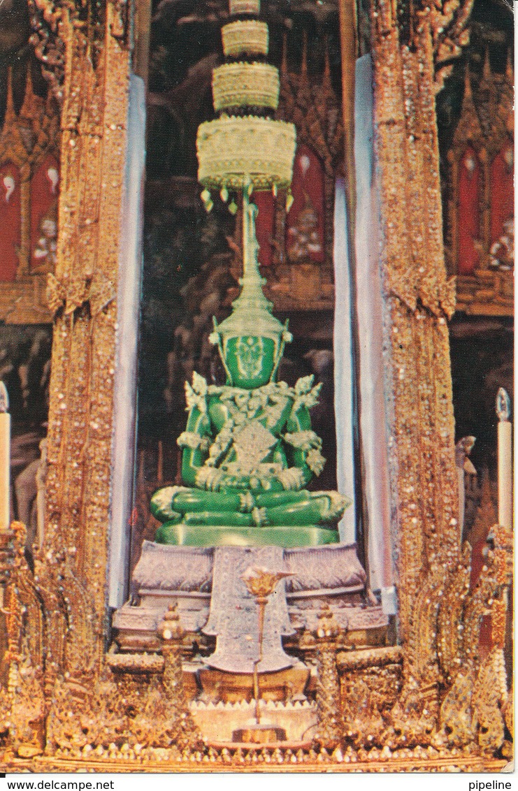 Thailand Postcard The Image Of The Emerald Buddha Temple Under The Summer Season Sent To Denmark - Thailand