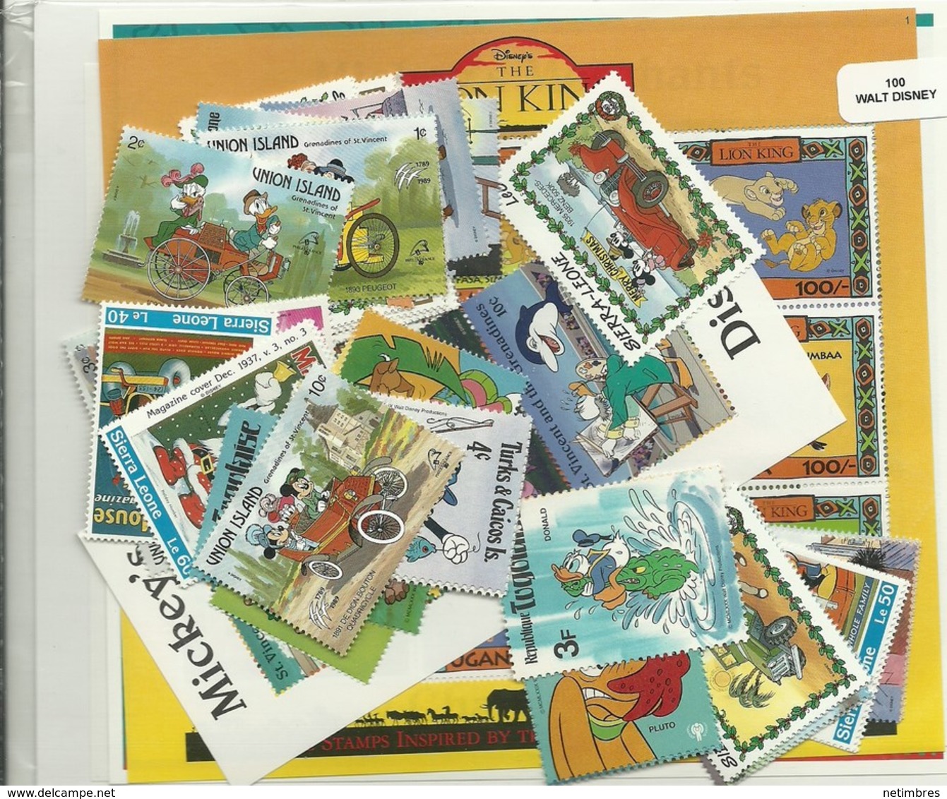 Lot 100 Timbres Thematique " Disney " - Disney