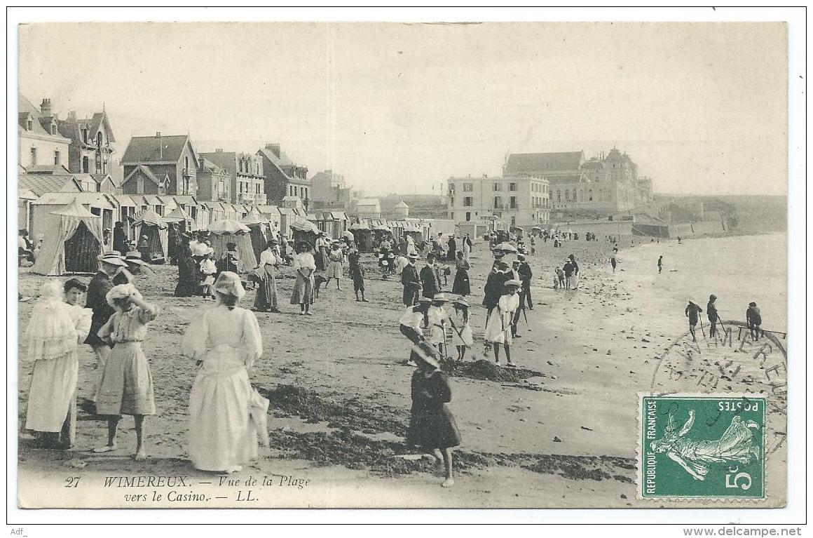 CPA TRES ANIMEE WIMEREUX, BELLE ANIMATION, VUE DE LA PLAGE VERS LE CASINO, PAS DE CALAIS 62 - Autres & Non Classés