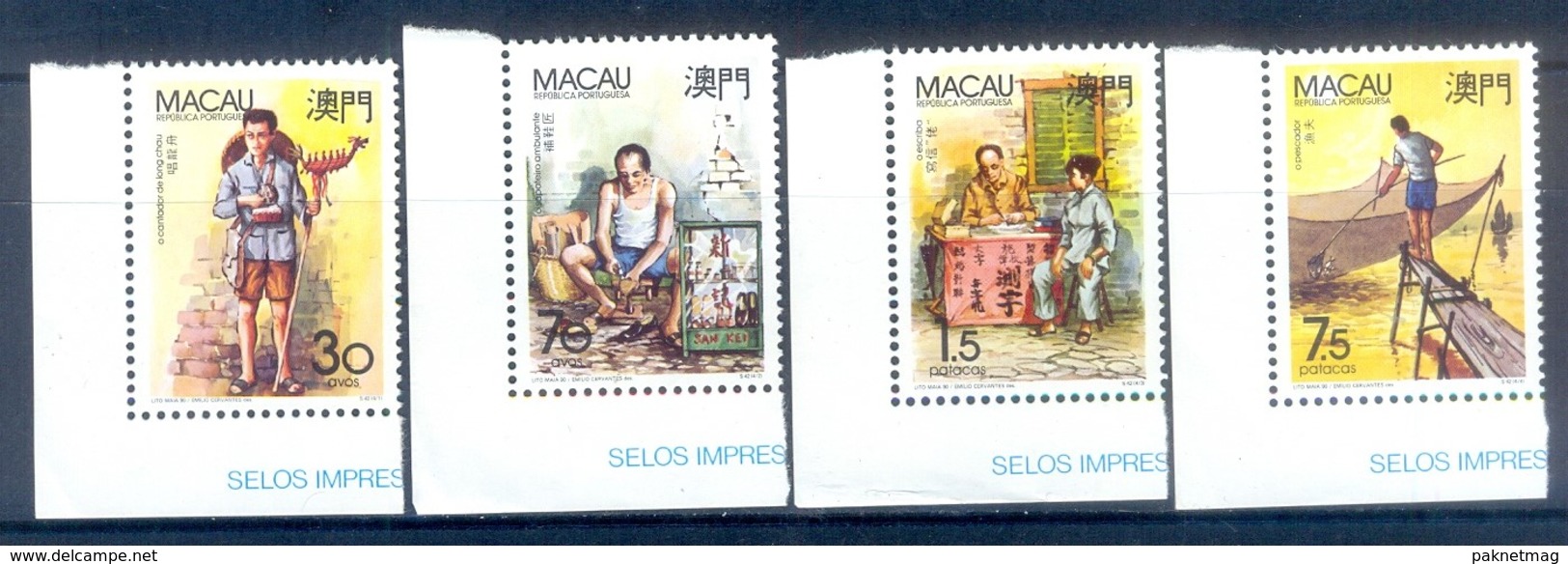 H134- Macau Macao China 1990. Typical Occupations. Ship. - Unused Stamps