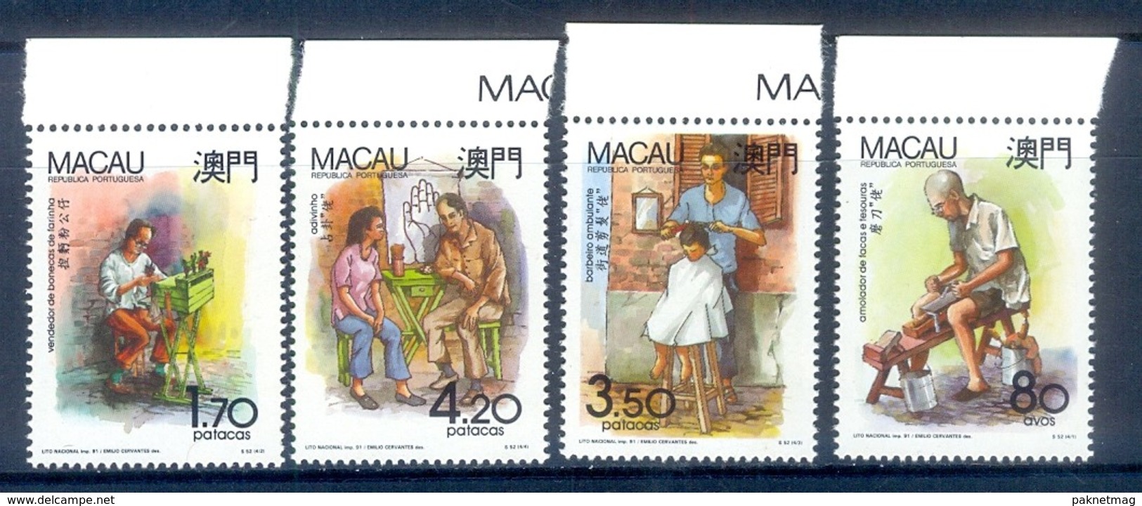 H134- Macau Macao China 1990. Typical Occupations. Ship.H135- Macau Macao China 1990. Typical Occupations. - Unused Stamps