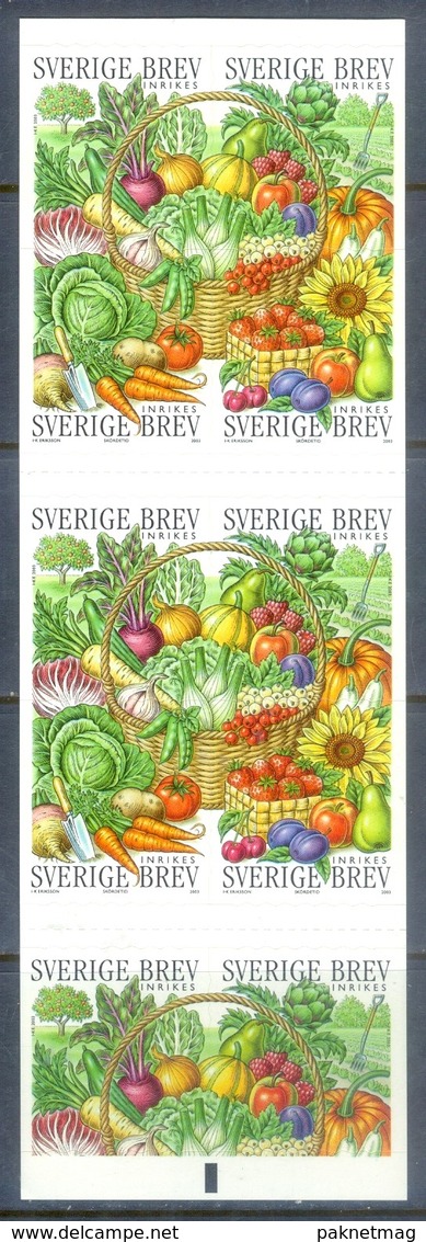 H152- Sweden Sverige 2003 Fruits & Vegetables. Self-Adhesive Stamps Booklet. - Alimentación