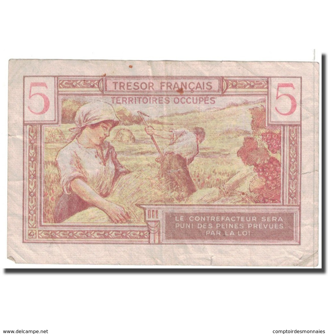 France, 5 Francs, 1947, TB, Fayette:VF29.1, KM:M6a - 1947 Sarre