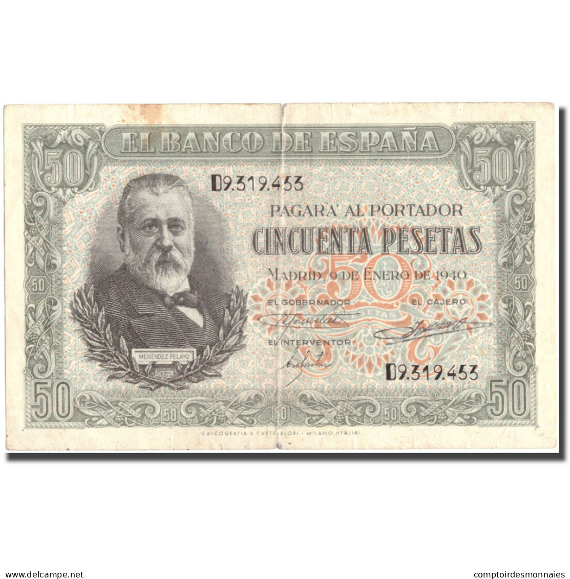 Billet, Espagne, 50 Pesetas, 1940, 1940-01-09, KM:117a, TB - 50 Peseten