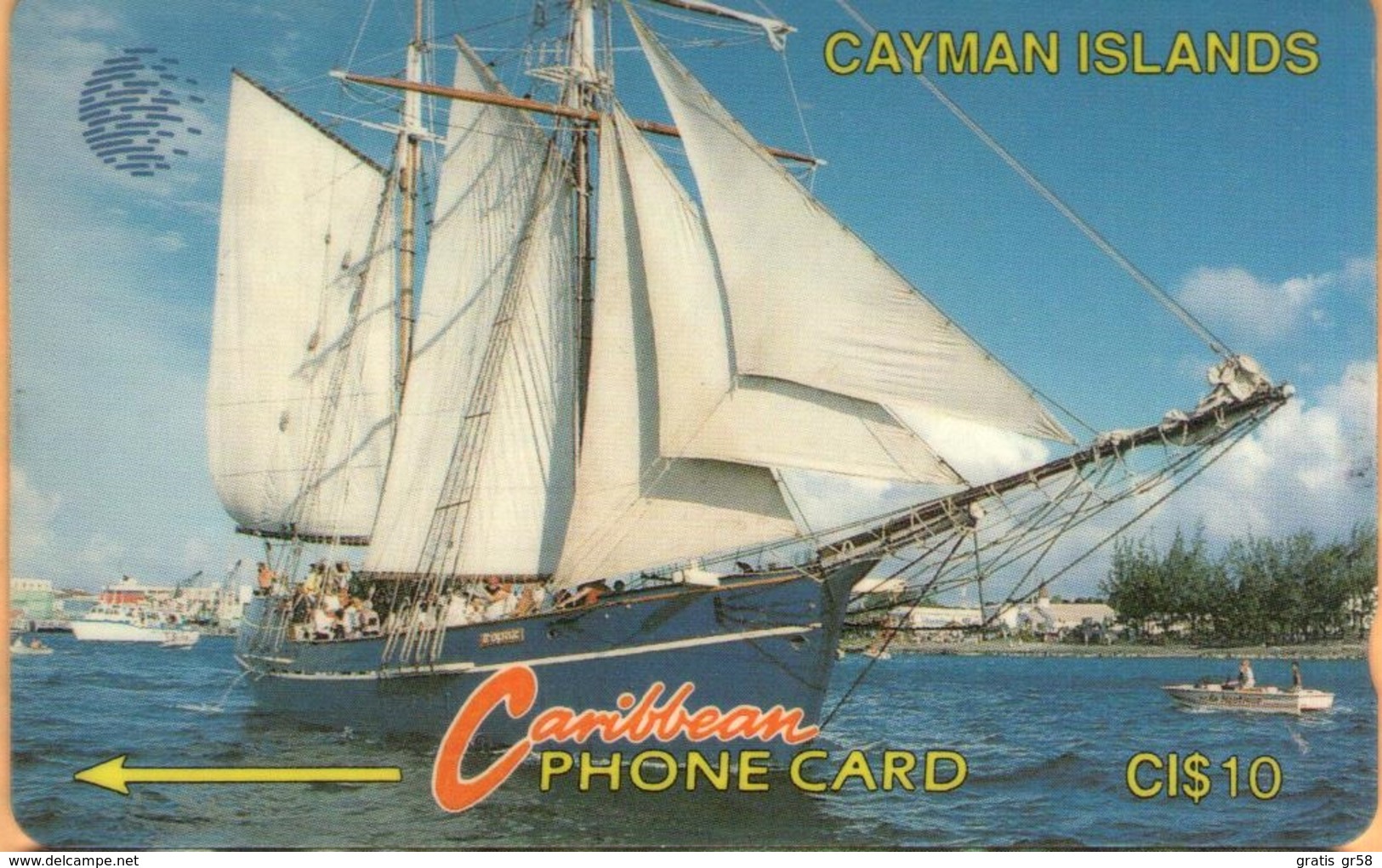 Cayman Island - CAY-8B, GPT, 8CCIB, Sailing Ship, 10$, 30,000ex, 1994, Used - Cayman Islands