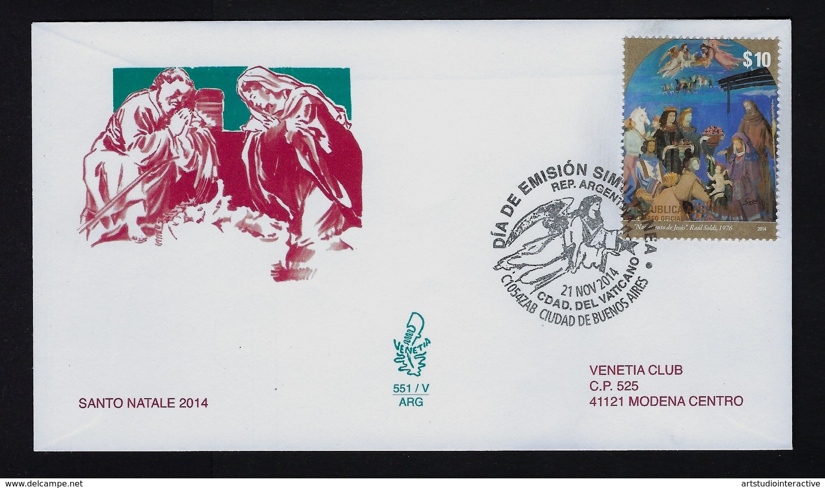 2014 VATICANO "NATALE ARGENTINA CONGIUNTA VATICANO" FDC VENETIA - FDC