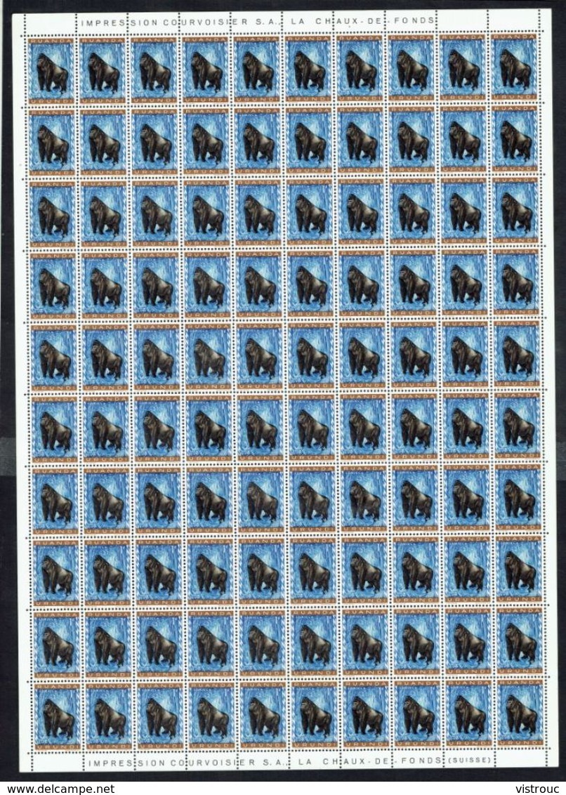 RUANDA-URUNDI: COB N° 207 - 209 - 212 - 213 En Sheet De 100 EA ** (Monk/singe-gorilla/gorille-oilfanten.éléphant-zèbre) - Full Sheets