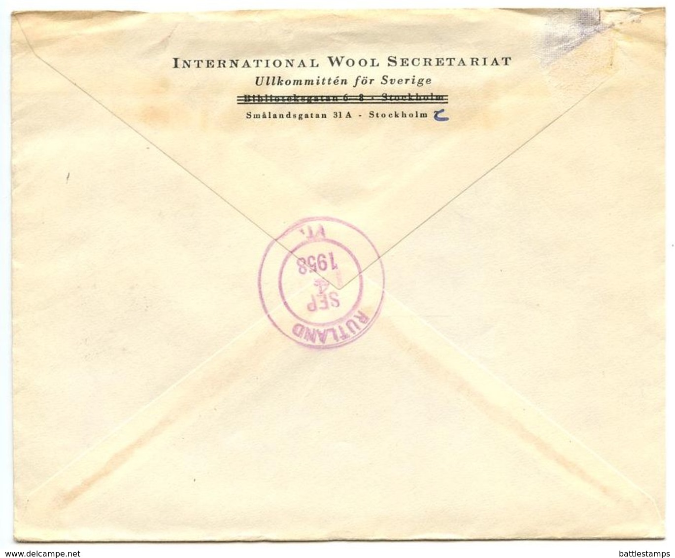 Sweden 1958 Registered Airmail Cover Stockholm - International Wool Secretariat To U.S. - Covers & Documents