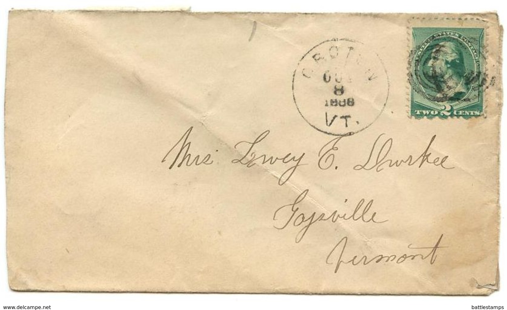 United States 1888 Cover Groton To Gaysville, Vermont W/ Scott 213 - Covers & Documents