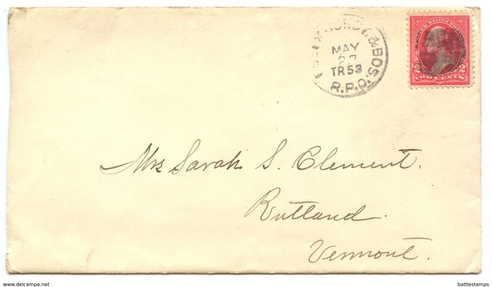 United States 1890‘s Essex Junction & Boston RPO Cover To Rutland, Vermont - Brieven En Documenten