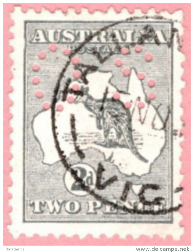 AUS SC #OB3 U 1914 Official / 2p Small "OS" Wmk 8 W/perf Flt UR CV $6.00 - Perforadas