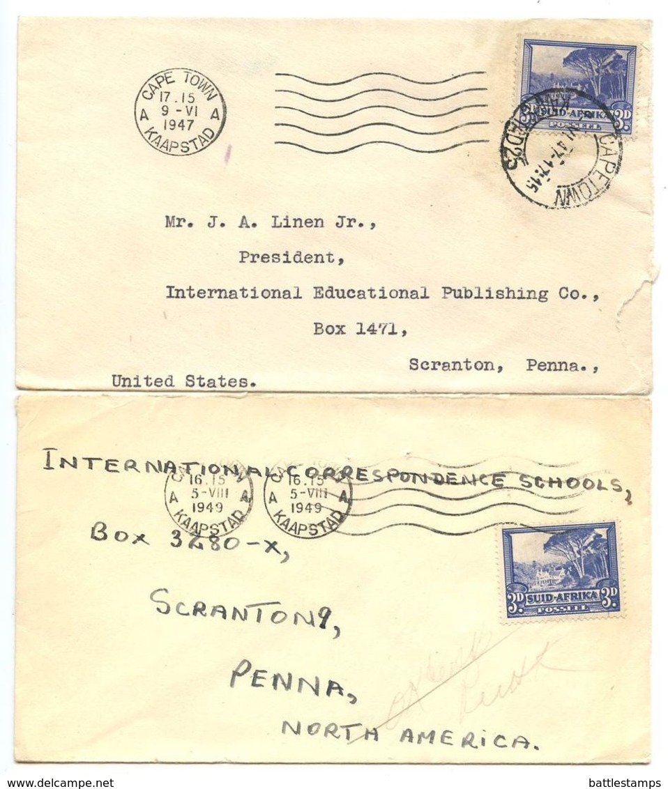 South Africa 1947-50 5 Covers  Cape Town & Pretoria To U.S. W/ Scott 57d/57e - Covers & Documents