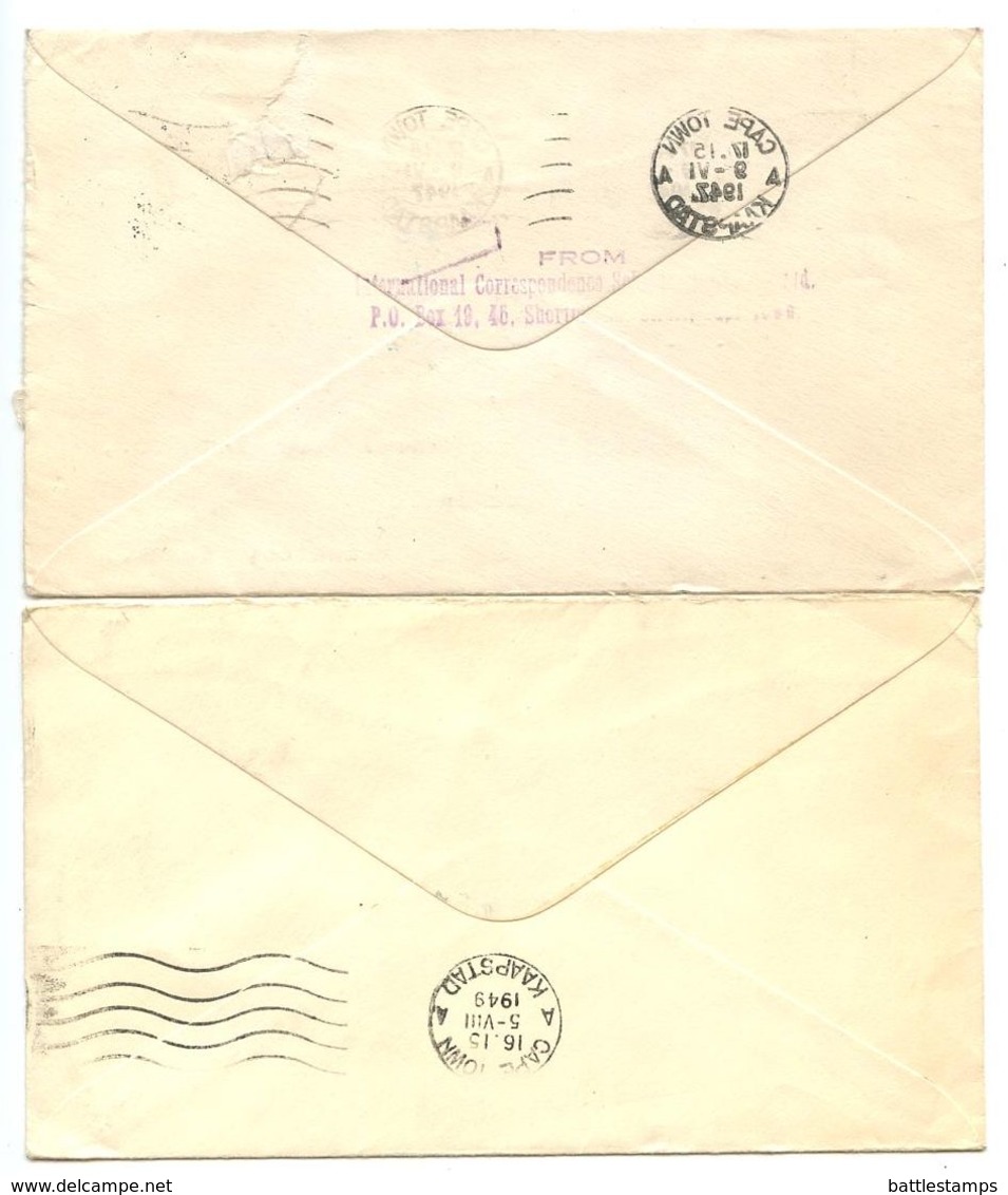 South Africa 1947-50 5 Covers  Cape Town & Pretoria To U.S. W/ Scott 57d/57e - Covers & Documents