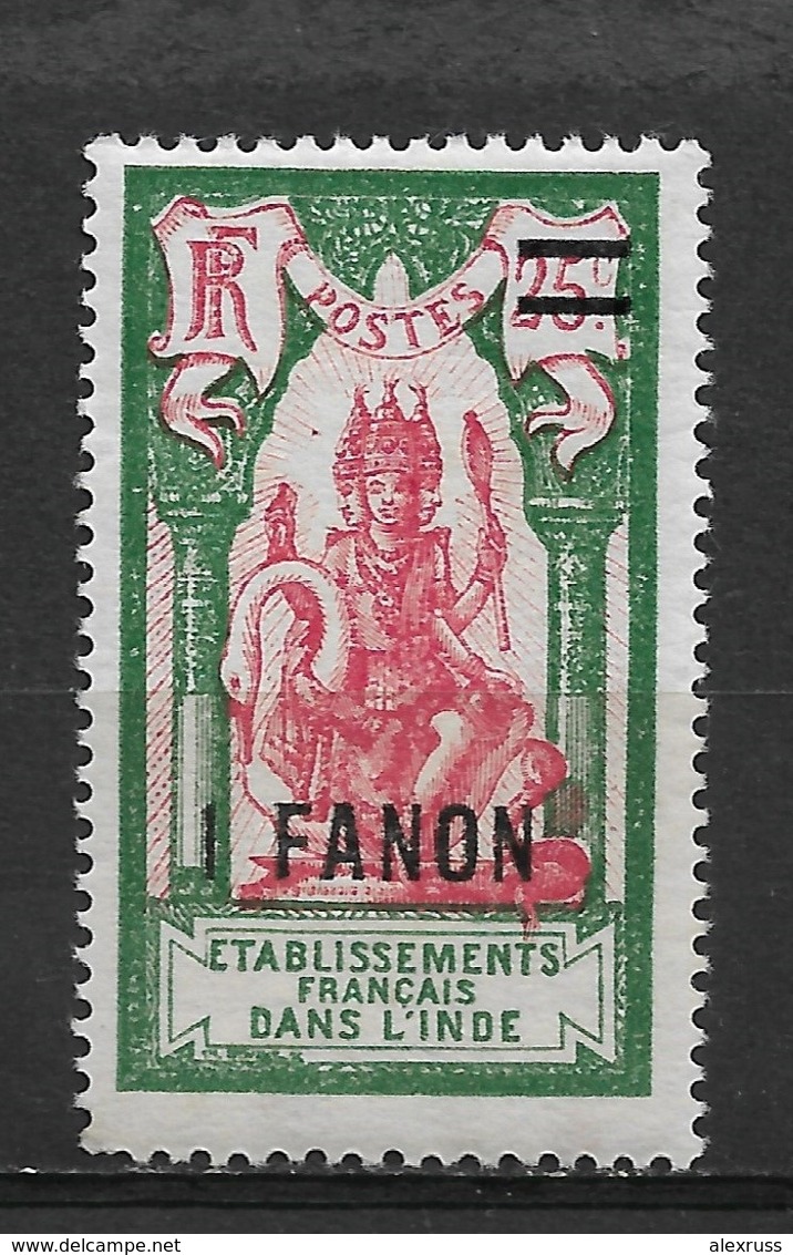 French India 1928,1fa On 25c,Sc 66,VF MLH*OG (FC-4) - Unused Stamps