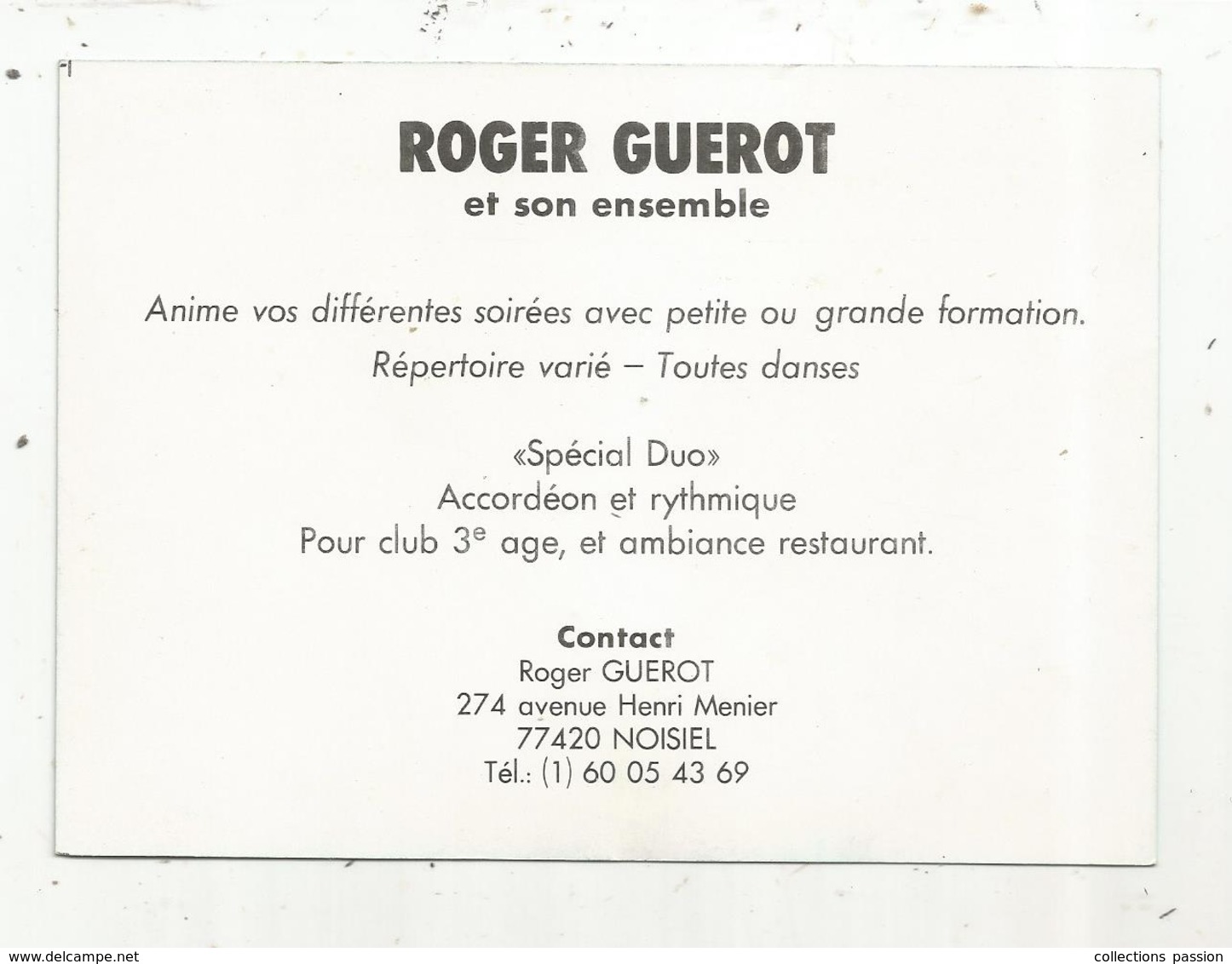 Cp, Spectacle ,musique Et Musiciens , Artiste , Roger GUEROT , Accordéon, Accordéoniste, 77 , Noisel , 2 Scans - Musik Und Musikanten