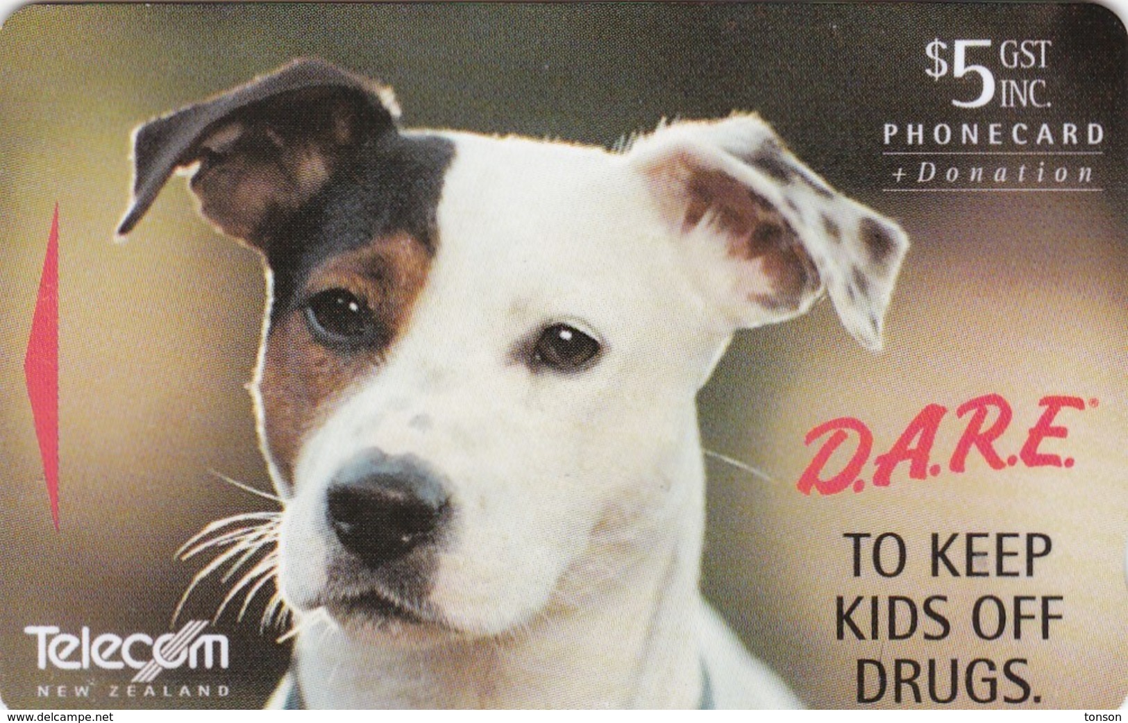 New Zealand, NZ-F-033, D.A.R.E, Keep Kids Off Drugs, Dog, 2 Scans.  ADDB. - New Zealand