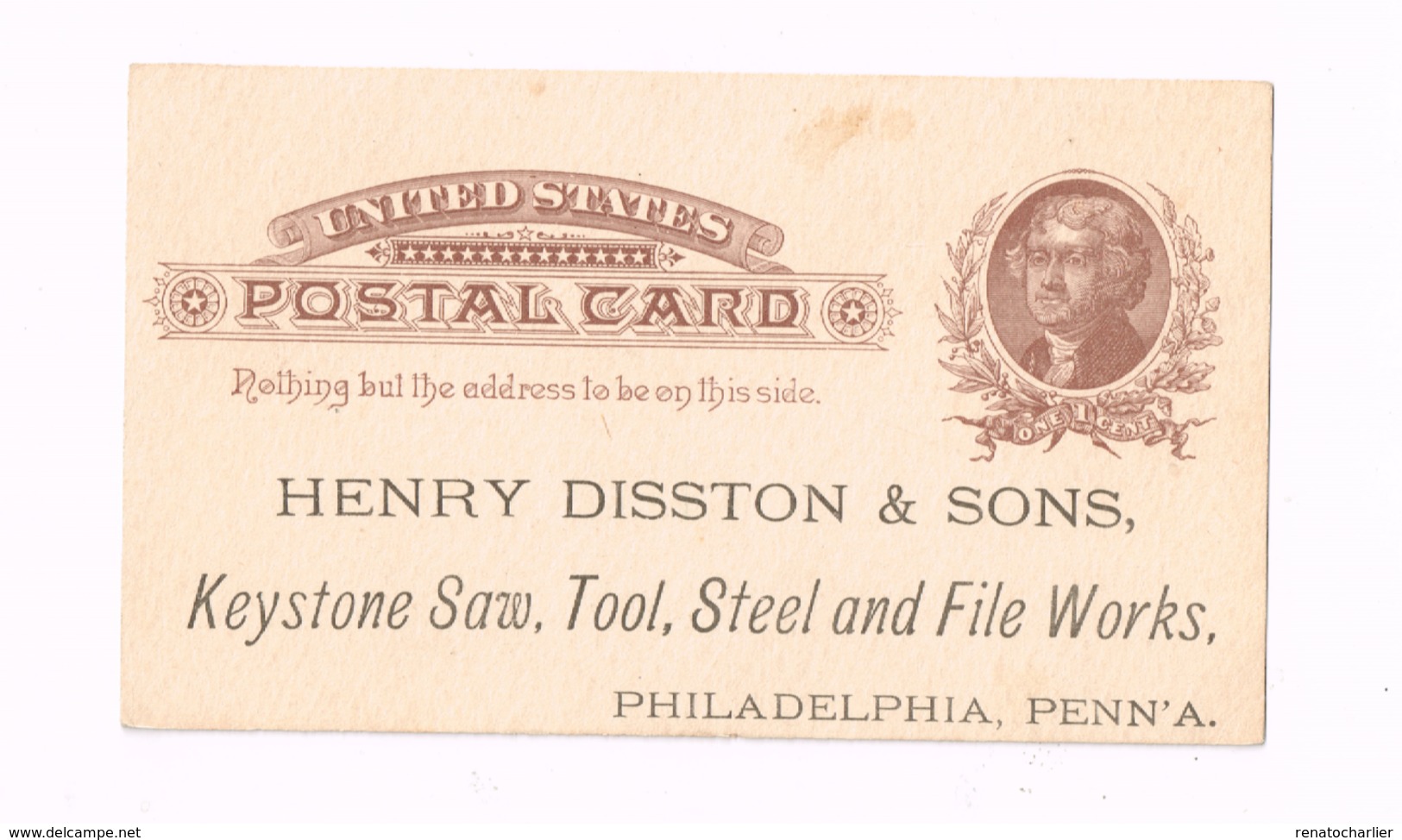 Entier Postal à 1 Cent. Keystone Saw,Philadelphia - 1901-20