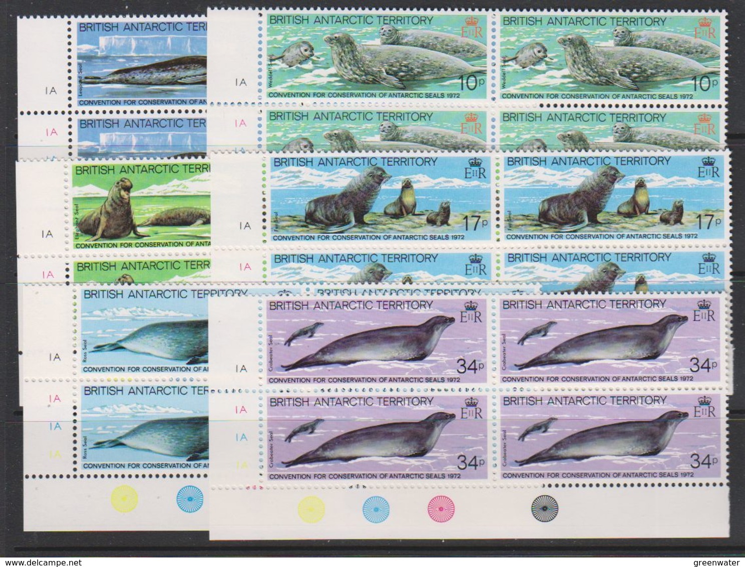 British Antarctic Territory (BAT) 1983 Antarctic Seal Conservation 6v Bl Of 4 (corner) ** Mnh (39489A) - Ongebruikt