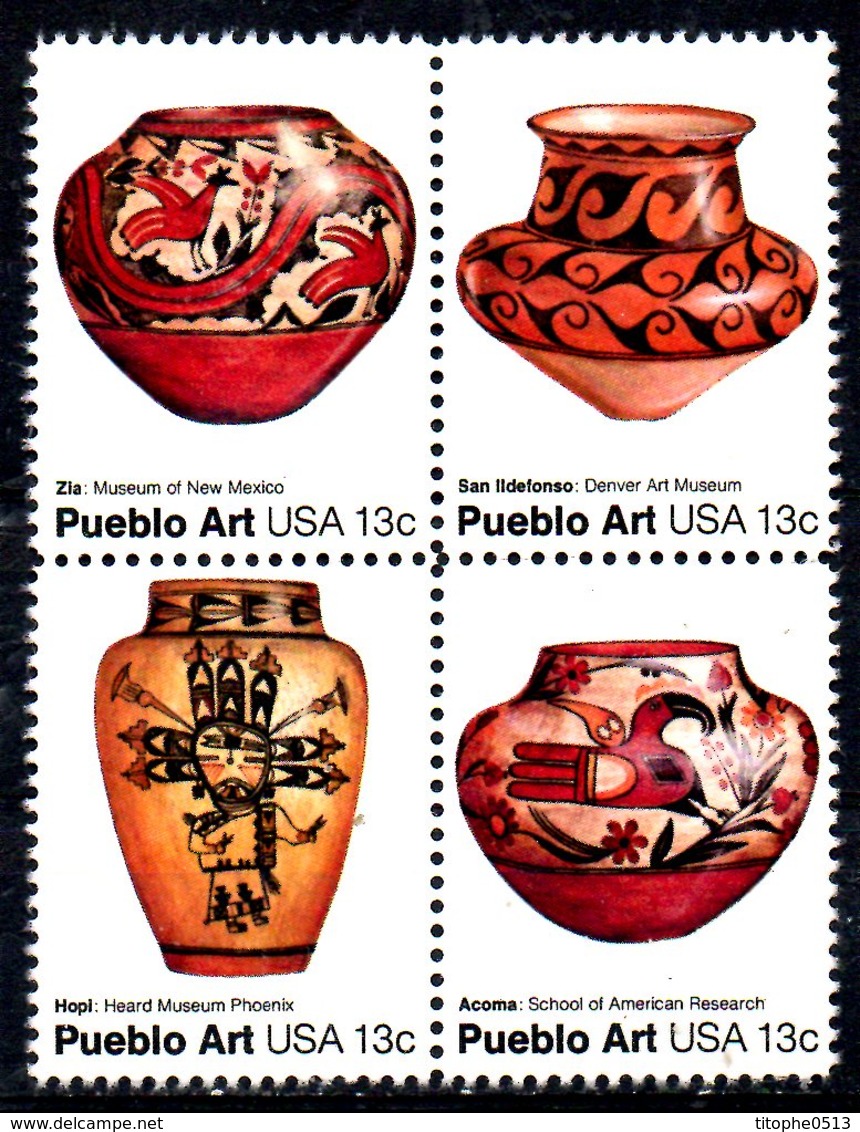 USA. N°1152-5 Sans Gomme De 1977. Poteries Des Indiens Pueblo. - Indianen