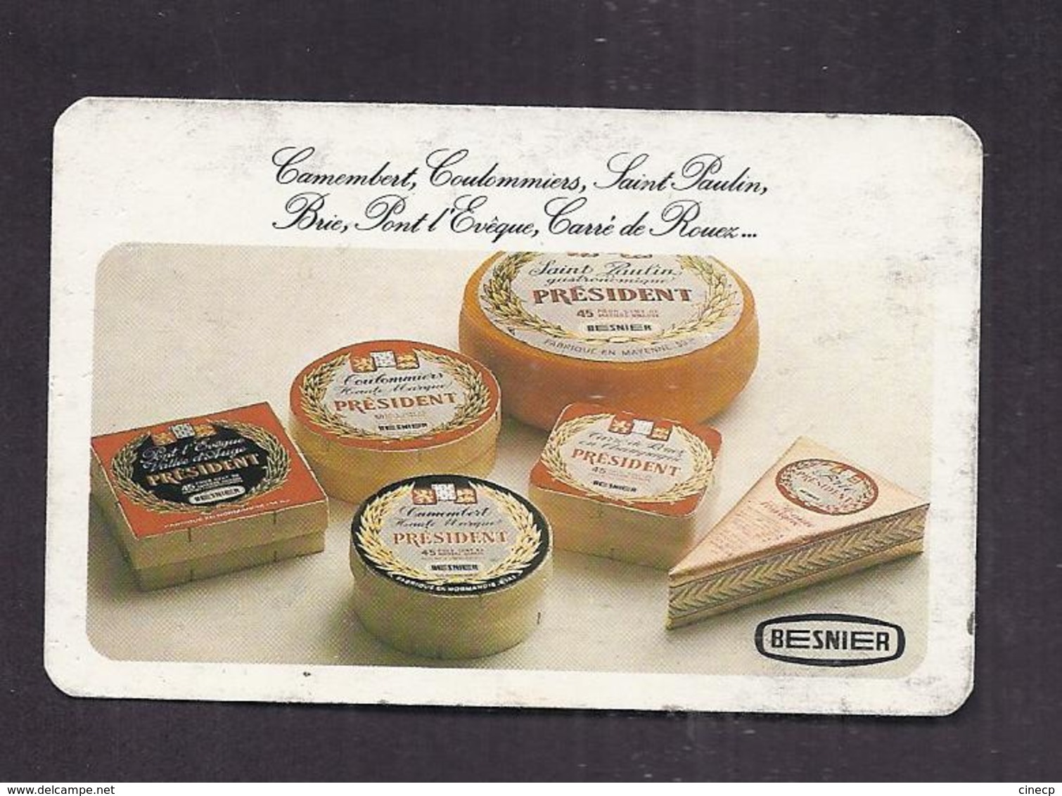 Petit Calendrier Publicitaire CAMEMBERT FROMAGE BESNIER 1978 - Petit Format : 1971-80