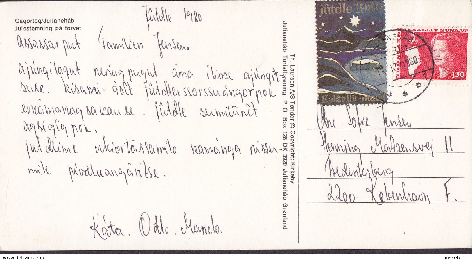 Greenland PPC Juullimi Pilluarit Glædelig Jul Julestemning På Torvet Qaqortoq JULIANEHÅB 1980 Cz. Slania, Christmas Seal - Greenland