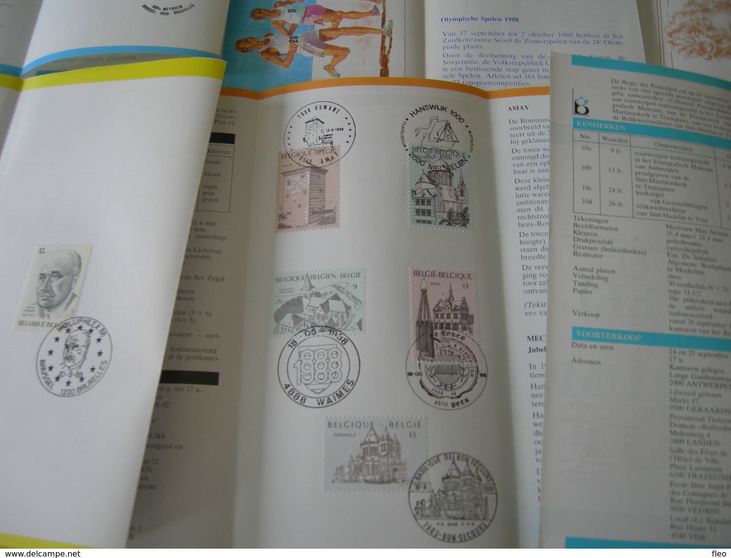 BELG.1988 Kompleet jaar ,zegels met eerstedag stempel op NL postfolders ,16 STUKS