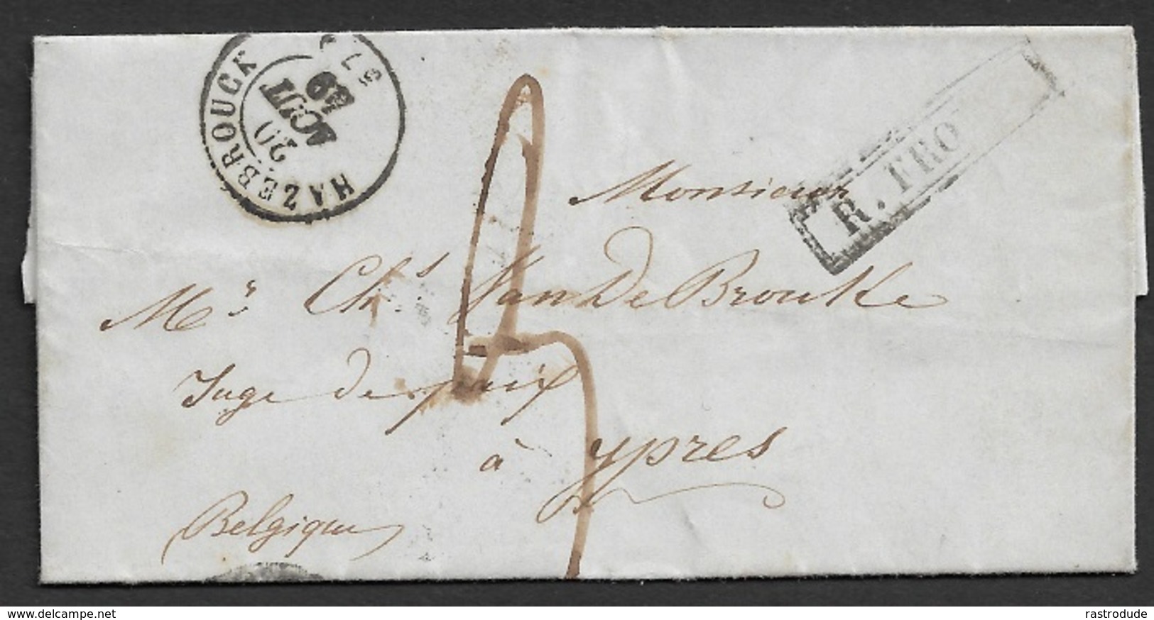 1849 LAC, Hazebrouck A Ypern, Belgique - Rayon Frontiere - 1849-1876: Période Classique