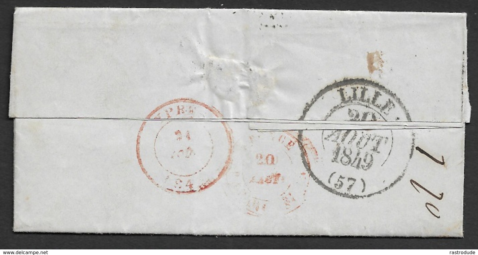 1849 LAC, Hazebrouck A Ypern, Belgique - Rayon Frontiere - 1849-1876: Classic Period