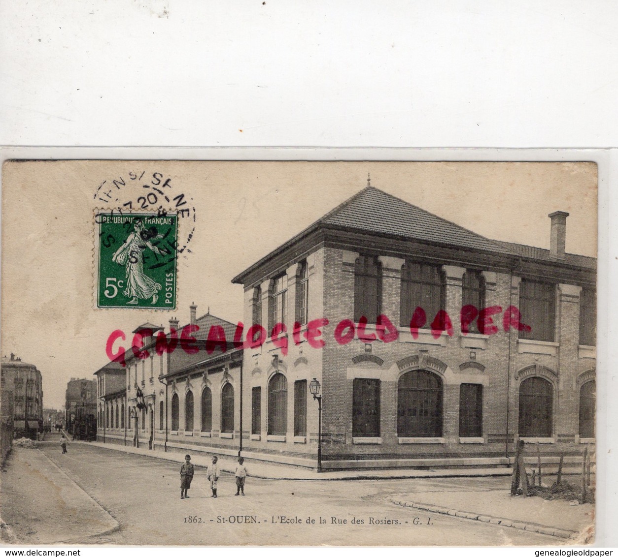 93- ST SAINT OUEN -  L' ECOLE DE LA RUE DES ROSIERS 1909 - Saint Ouen