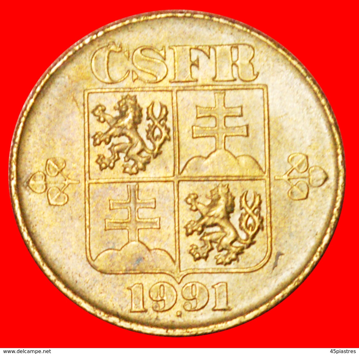 # SHIELD (1991-1992): CZECHOSLOVAKIA ★ 1 CROWN 1991 MINT LUSTER! LOW START ★ NO RESERVE! - Tschechoslowakei