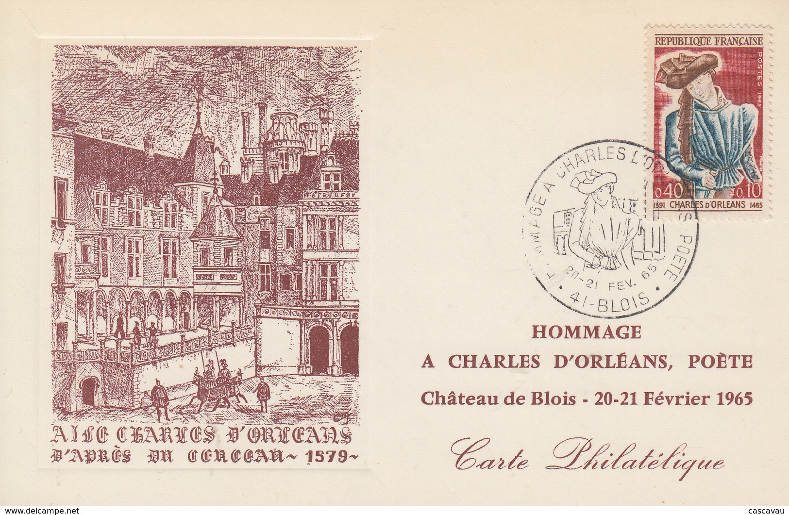 Carte  Maximum  1er  Jour   FRANCE   CHARLES  D' ORLEANS    BLOIS   1965 - 1960-1969