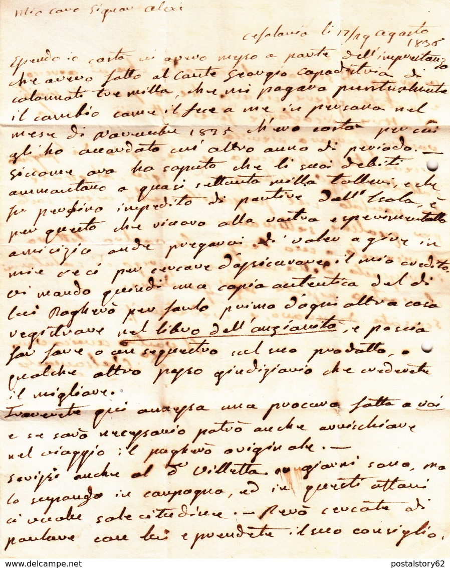 Cefalonia Per Corfù, Lettera  Con Contenuto 1836 - ...-1861 Prefilatelia