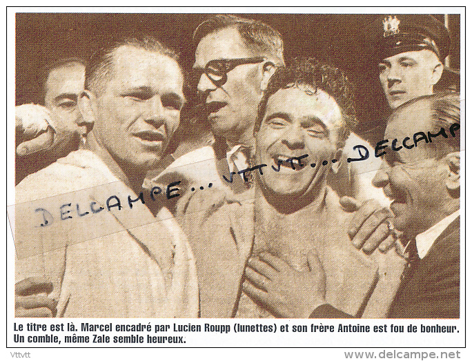 BOXE : PHOTO (1948), CHAMPIONNAT DU MONDE DES MOYENS, MARCEL CERDAN, TONY ZALE, LUCIEN ROUPP, SON FRERE - Collections