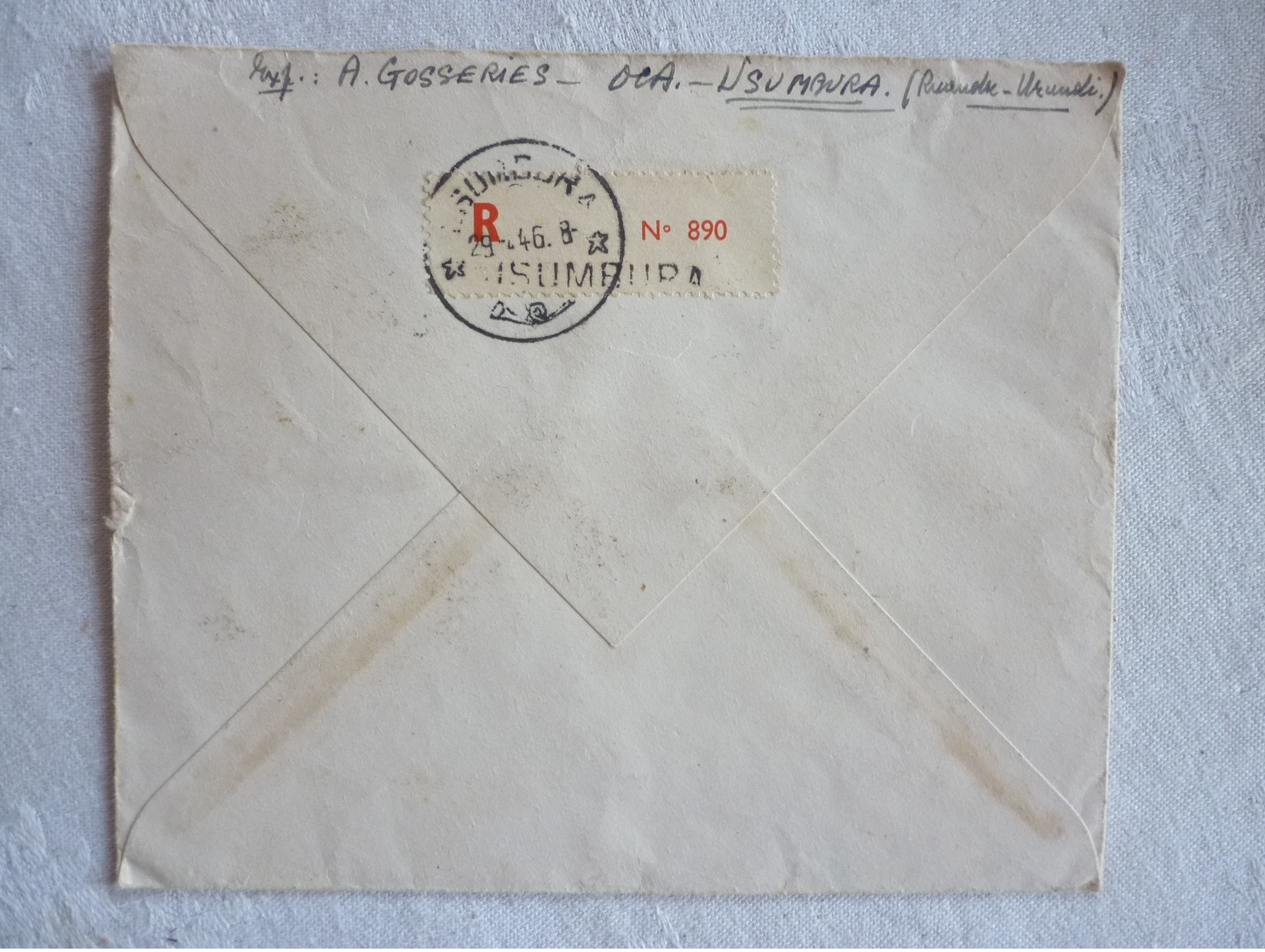 SUPERBE LETTRE TIMBREE ( 12 TIMBRES ) ANTIQUE STAMPS 1946 USUMBURA RUANDA URUNDI - Covers & Documents