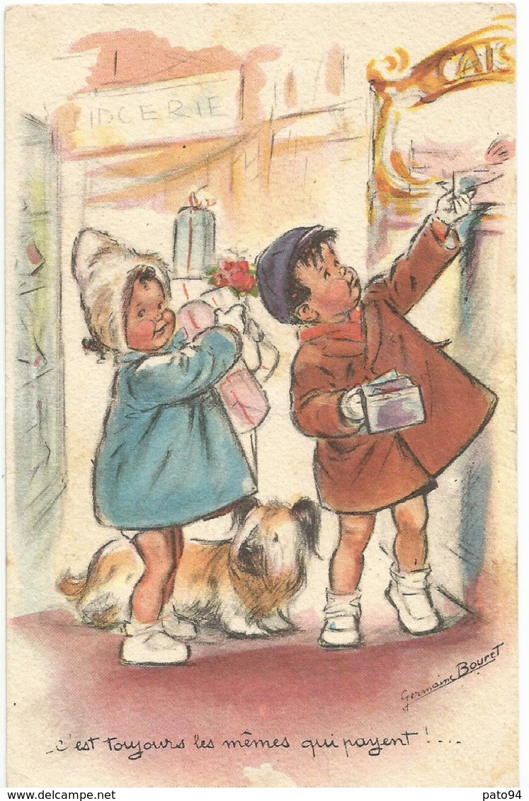 GERMAINE  BOURET  /  Enfants  Avec  Un  Chien  Payant  à  La  Caisse - Bouret, Germaine